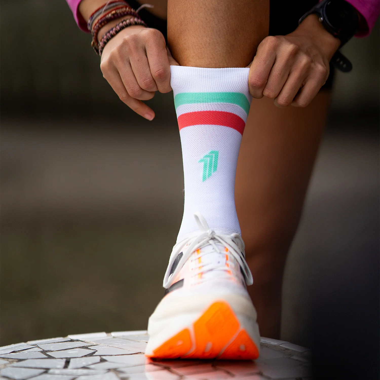 PRO WHITE GREEN - CALCETÍN RUNNING - Image 2